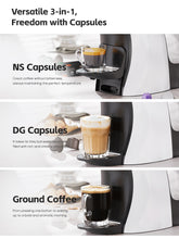 HiBREW H3B 3-in-1 Capsule Coffee Machine – 19 Bar Pressure, One-Touch Operation, Compatible with NS/DG Capsules & Ground Coffee