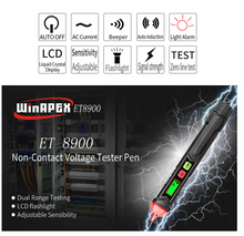 ET8900 Intelligent Non-contact Voltage Detector 1000V LCD Display Pen Electroscope with Sound Light Alarm LED Flashlight