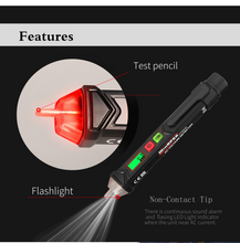 ET8900 Intelligent Non-contact Voltage Detector 1000V LCD Display Pen Electroscope with Sound Light Alarm LED Flashlight