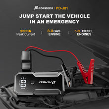 POPDEER PD-J01 20000mAh 2500A Car Jump Starter 12V Dual USB Output LCD Display For 8.0 Gas/6.0L Diesel
