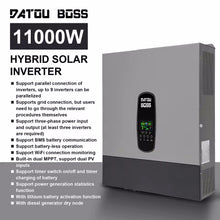 DATOUBOSS 11kW Hybrid Solar Inverter 48V On Grid Support Parallel Integration into Power Supply Battery-Free Operation 150A MPPT