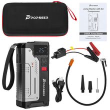POPDEER PD-JA1 20000mAh 5000A Portable Car Jump Starter with Air Compressor – for 12V Cars, SUVs, Vans & Light Trucks (Gas ≤10.0L / Diesel ≤8.0L)