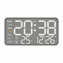 LED Digital Wall Clock with Temperature & Humidity Display, Metal Brushed Finish, Multifunctional Electronic Alarm Clock, USB Powered