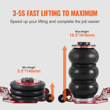 Mudiro Air Jack 3 Ton/6600 lbs / 5 Ton/11000 lbs Air Bag Jack with Six Steel Pipes 15.75 inch/400 mm / 18.5 inch/470 mm Lift up Fast Lifting Pneumatic Jack with Adjustable Long Handle for Cars Garages Repair