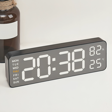 LED Digital Wall Clock with Temperature & Humidity Display, Metal Brushed Finish, Multifunctional Electronic Alarm Clock, USB Powered
