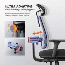 Newtral MagicH-BP Ergonomic Chair with Footrest - Home Office Desk Chair with Auto-Following Lumbar Support, 4D Armrest, Seat Depth & Height Adjustable, 96°-136° Reclines