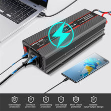 DATOUBOSS Inverter 1500W DC12V-AC230V Pure Sine Wave Converter with LCD Display For RV, Car, Truck