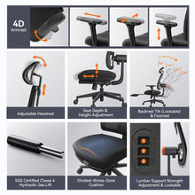 Newtral MagicH-BP Ergonomic Chair with Footrest - Home Office Desk Chair with Auto-Following Lumbar Support, 4D Armrest, Seat Depth & Height Adjustable, 96°-136° Reclines