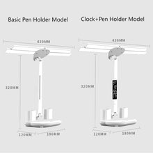 Multifunctional Desk Clock 4 Heads LED Eye Protection Desk Lamp with Intelligent Display Touch Control 80LEDs 3 Light Modes Stepless Dimming USB Rechargeable Design for Office Home Reading