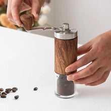 Adjustable Settings Manual Coffee Grinder Portable Burr Coffee Hand Grinder with Folding Handle, Ceramic Core and Built-in Bearing in Top Cover