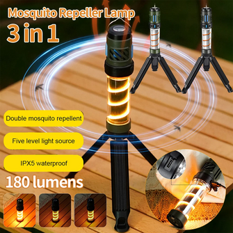 3 in 1 Camping Lantern Mosquito Repeller Lamp USB Rechargeable Camping Light Outdoor Waterproof Flashlight with Triangle Bracket