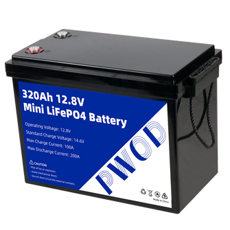 PWOD 12.8V 320Ah 3840Wh Mini LiFePO4 Battery Storage Box RV & Boat Lithium Battery Built-in BMS IP65 Protection