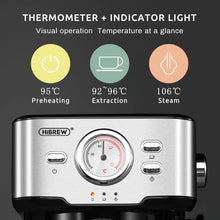 HiBREW H5 1050W Coffee Maker 20 Bar Semi-Auto Cappuccino Espresso Coffee Machine 1.5L Capacity With Temperature Display