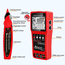 ET628 3in1 Network Cable Tester Visual Fault Locator Digital LCD Analog Search POE Test Cable Pairing Length Wiremap Check Multimeter