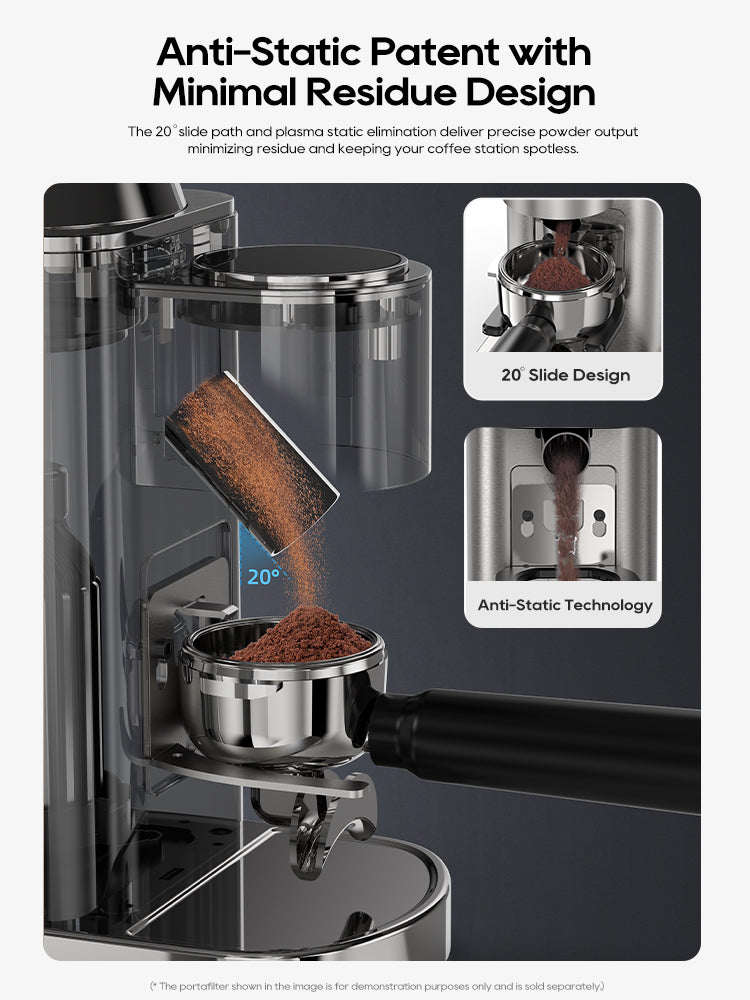 Hibrew G7 anti-static system and clean coffee output