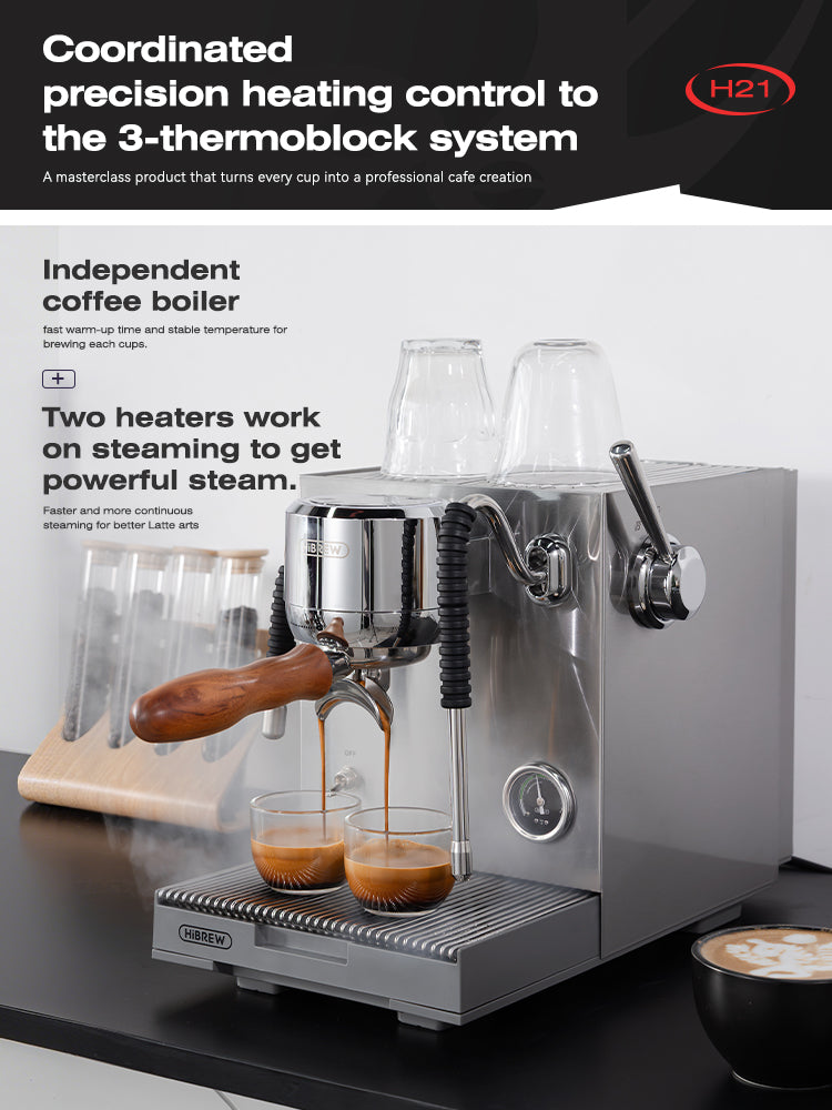 HiBREW H21 professional 58mm filter holder arm and creamy espresso