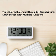 Multifunctional Electronic LCD Alarm Clock With Calendar Time Humidity Temperature Display Adjustable Backlight Battery Powered