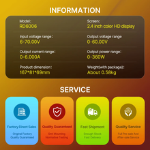 RIDEN RD6006 DC Voltage Current Step-down Stabilized Lab Power Supply Module Buck Adjustable Converter 60V 6A Battery Charging