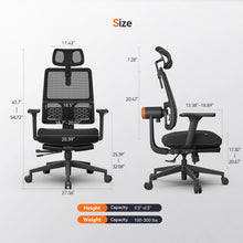 Newtral MagicH-BP Ergonomic Chair with Footrest - Home Office Desk Chair with Auto-Following Lumbar Support, 4D Armrest, Seat Depth & Height Adjustable, 96°-136° Reclines