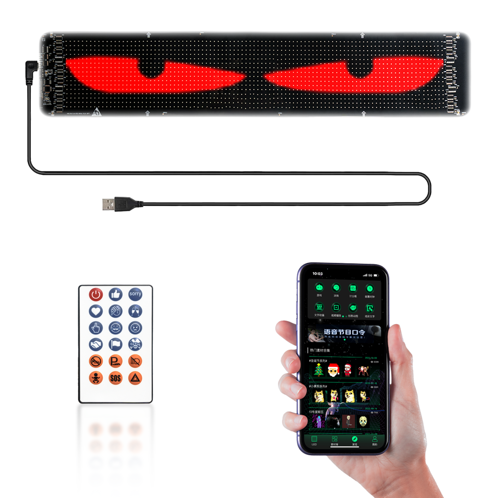 TUERBB K12 Flexible LED Screen For Car - Bluetooth, Voice & App Control, IP65 Waterproof, Universal Vehicle Pixel Panel Display