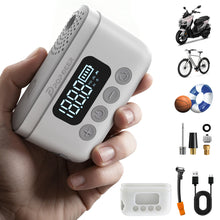 POPDEER P-T01 Mini Electric Bike Pump - 150PSI Portable Air Compressor, Presta/Schrader Valve Compatible, 1000mAh Battery, LCD Display & LED Light for Bicycle, Motorcycle, Ball