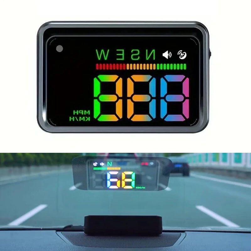 Car HUD Head-Up Display GPS Multi-Function Speedometer HD Instrument Display Over-Speed Warning For All Vehicle