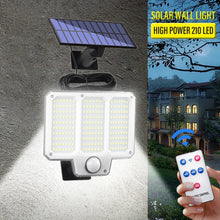 Solar Light Outdoor 210 LED Integrated Super Bright Motion Sensor Strong Power IP65 Waterproof 3 Working Modes