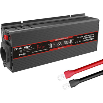 DATOUBOSS Inverter 1500W DC12V-AC230V Pure Sine Wave Converter with LCD Display For RV, Car, Truck