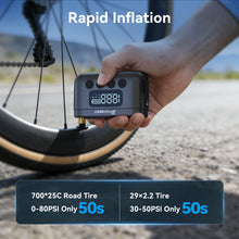 POPDEER P-T01 Mini Electric Bike Pump - 150PSI Portable Air Compressor, Presta/Schrader Valve Compatible, 1000mAh Battery, LCD Display & LED Light for Bicycle, Motorcycle, Ball