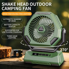 6000mAh Rechargeable Camping Fan with LED Light Portable Outdoor Ceiling Oscillating Fan Type-C Charging Adjustable Angles Brightness Control Sturdy Material Air Cooling Fan