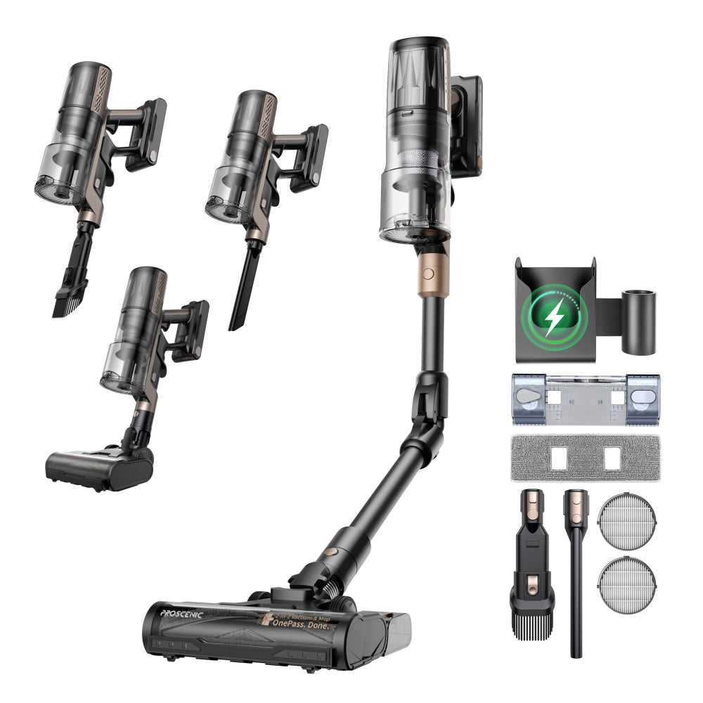 Proscenic P20 OnePass akkus porszívó - 70 kPa szívóerő, 180°-ban hajlítható cső, 680 W-os szénkefe nélküli motor, 70 perc üzemidő nedves, száraz, kemény padlóra, állatszőrhöz