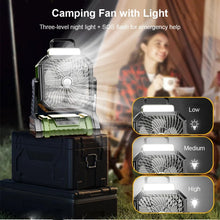 Portable 4 Speed Camping Fan with Rechargeable Battery Cordless Outdoor Cool Ceiling Fan with LED Light Air Circulators