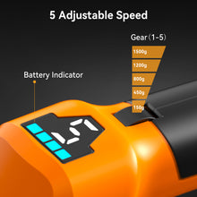 Foursun LB01 Cordless Leaf Blower, 1500G Blowing Force, 606 m³/h Airflow, Brushless Motor, 5-Speed, 4.0Ah Battery up to 120 Mins, Lightweight with Strap
