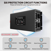 [EU Direct] DATOUBOSS Inverter 2000W/4000W 12V/24V To 230V Pure sine wave Converter with 2 USB, QC3.0, Type-C LCD Display, Remote Control For RV, Car, Truck, DN-03-24V2000W