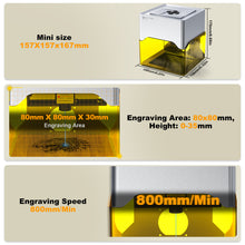 Twotrees TS1 Mini Laser Engraver Machine 80x80x30mm Working Area,3000mm/min Speed,Portable Laser Engraving Machine,Lase Cutter
