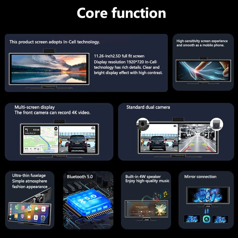 Avtomobilski zasloni H508/H808D Android - z ali brez kamere 4 Povezljivost Bluetooth in funkcije CarPlay