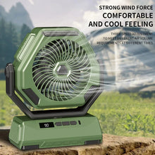 6000mAh Rechargeable Camping Fan with LED Light Portable Outdoor Ceiling Oscillating Fan Type-C Charging Adjustable Angles Brightness Control Sturdy Material Air Cooling Fan