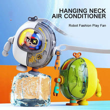 Portable Hanging Neck Fan 900mAh Battery Foldable Summer Cartoon Cooling Fan Rechargeable Bladeless Mute Fans Outdoor For Children Kids