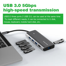 Aluminum 10 in 1 Type-C Docking Station HD2.0 HD 4K/60Hz Gigabit Ethernet Port USB 3.0 Extension Hub Splitter