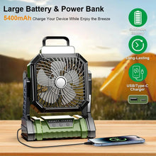 Portable 4 Speed Camping Fan with Rechargeable Battery Cordless Outdoor Cool Ceiling Fan with LED Light Air Circulators