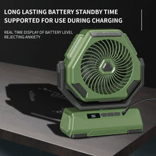 6000mAh Rechargeable Camping Fan with LED Light Portable Outdoor Ceiling Oscillating Fan Type-C Charging Adjustable Angles Brightness Control Sturdy Material Air Cooling Fan