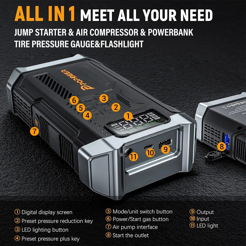 Аварийный стартер POPDEER PD-JA3 способен оживить бензиновый двигатель объемом до 10 литров 6 Функции безопасности аварийного стартера POPDEER PD-JA3