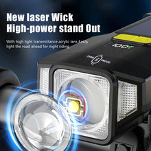 Solar Rechargeable Zoomable Bicycle Headlight 1600mAH Anti-glare Red Warning Lamp Type-C Charging Bike Front Light for Night Riding Safety