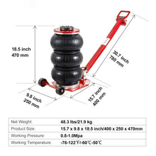 Mudiro Air Jack 3 Ton/6600 lbs / 5 Ton/11000 lbs Air Bag Jack with Six Steel Pipes 15.75 inch/400 mm / 18.5 inch/470 mm Lift up Fast Lifting Pneumatic Jack with Adjustable Long Handle for Cars Garages Repair