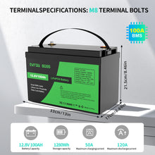 DATOUBOSS 12V 100AH LiFePO4 Battery Portable Rechargeable Built-in Intelligent BMS System Deep Cycle 10000+ for RV