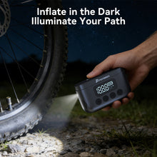 POPDEER P-T01 Mini Electric Bike Pump - 150PSI Portable Air Compressor, Presta/Schrader Valve Compatible, 1000mAh Battery, LCD Display & LED Light for Bicycle, Motorcycle, Ball