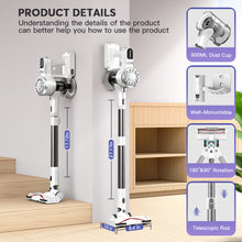 Teendow V08 PRO Cordless Vacuum Cleaner – 25kPa Powerful Suction, 6-in-1 Stick Vacuum for Pet Hair, Carpet, Hard Floors, Home Cleaning