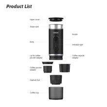 HiBREW H4E 2-in-1 Portable Coffee Machine Type-C Rechargeable Expresso Coffee Maker Fits NS Capsules Coffee Powder for Car Travel Camping & Home