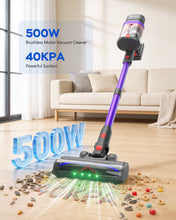 Teendow V20 500W Cordless Vacuum Cleaner, 40kPa Power Suction, Brushless Motor, Dual Dust Chamber, LED Display, UV Green Light, for Pet Hair, Hard Floors and Carpets