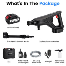 MUDIRO M-BW1 Cordless Pressure Washer with 4.0Ah Batteries,220Bar 1.32 GPM Brushless Motor Portable Pressure Washer with 6 in 1 Nozzles, Power Washer for Cars, Fences, Driveways, Home, Patios